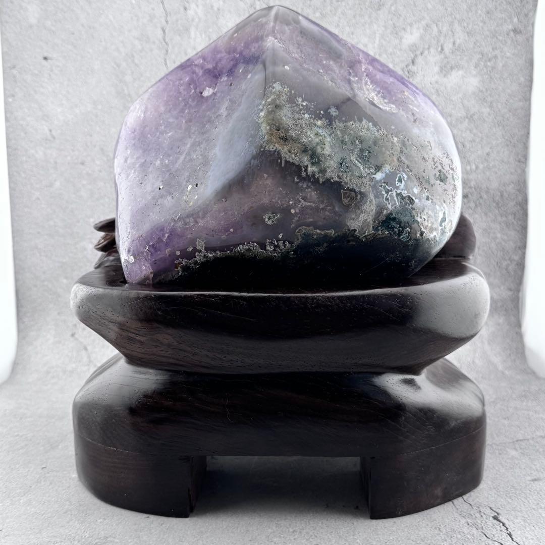 G-139ピンク紫色特大ハート型アメジストクラスター ドーム 原石 3.56kg