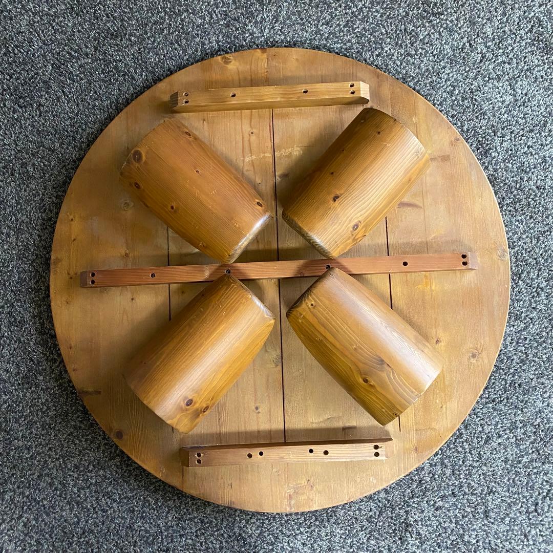 ちゃぶ台　丸テーブル　座卓　円卓　折りたたみテーブル　天然木　ローテーブル　美品