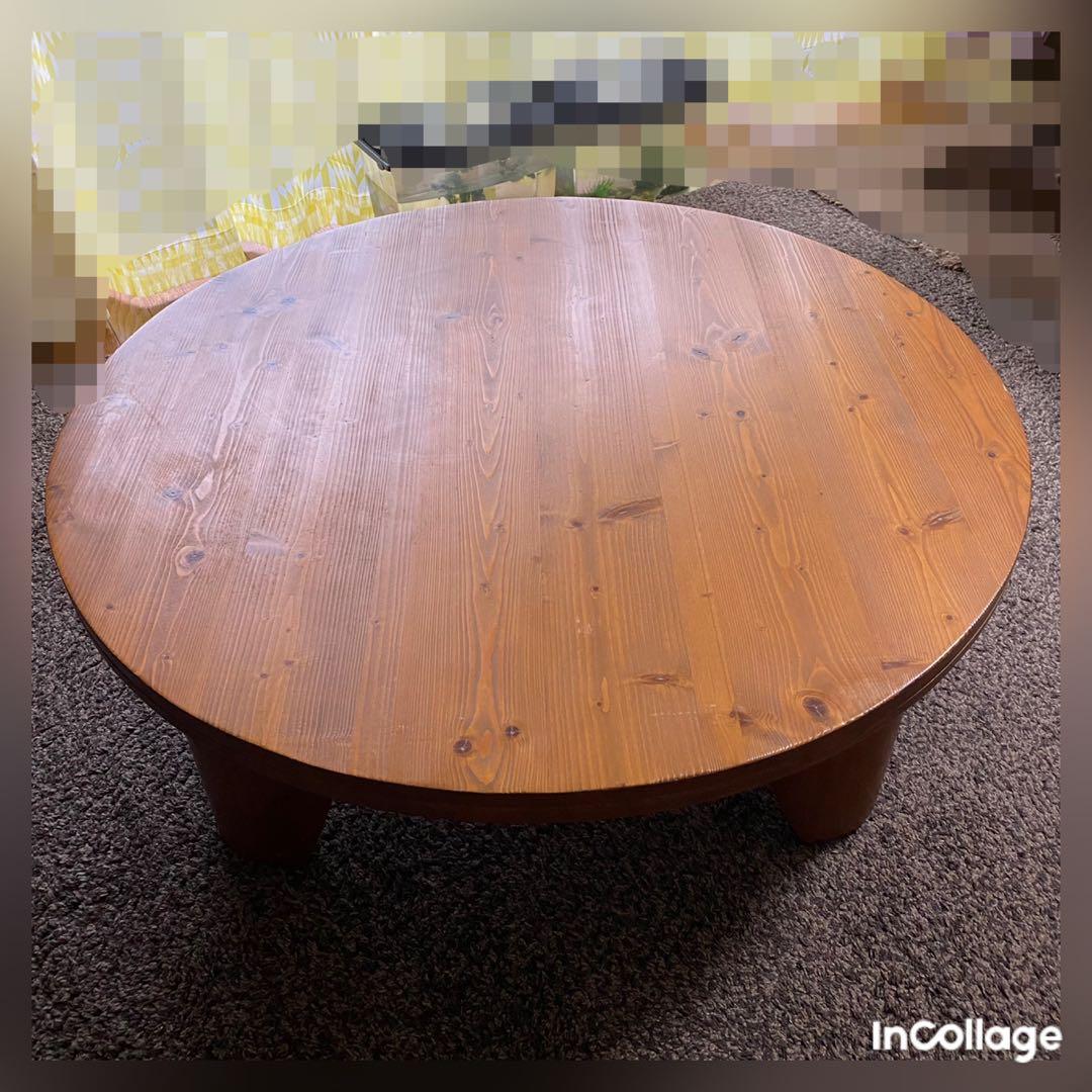 ちゃぶ台　丸テーブル　座卓　円卓　折りたたみテーブル　天然木　ローテーブル　美品