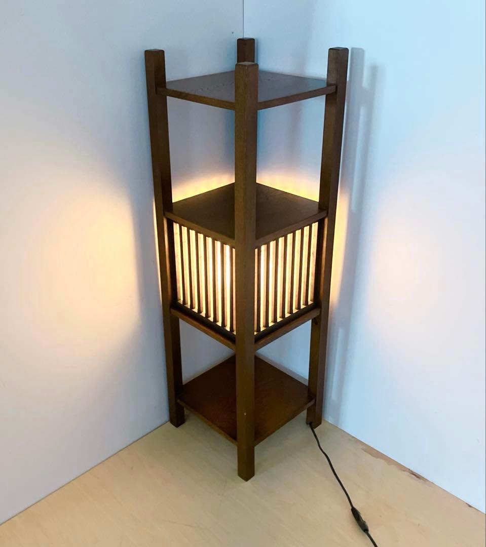 行灯　木製電気スタンド　フロアランプ　和室　和モダン