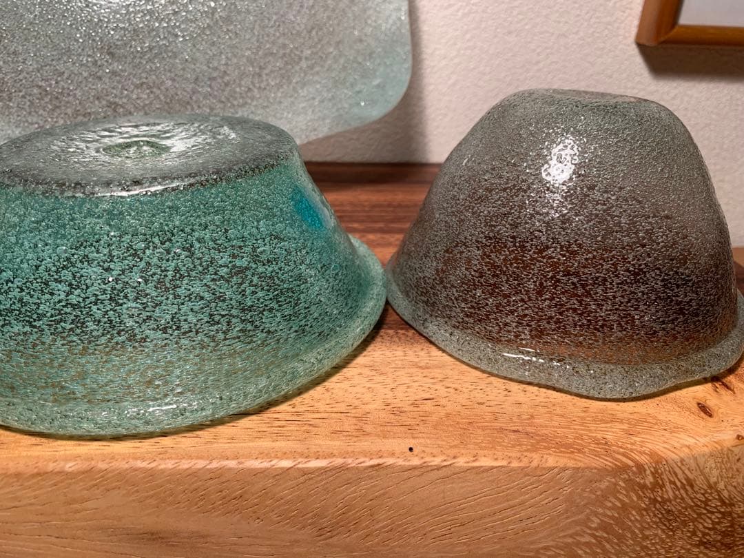 稲嶺盛吉 宙吹きガラス ボウル プレート 3点セット 琉球ガラス 現代の名工