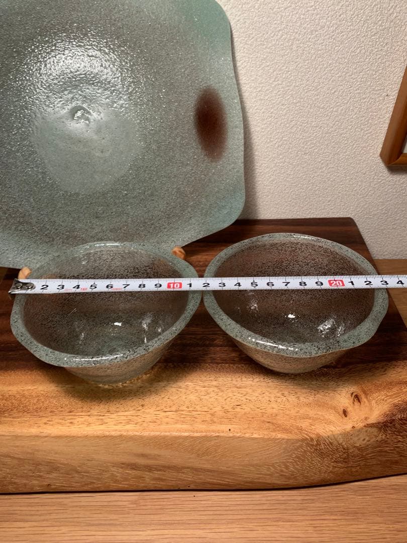 稲嶺盛吉 宙吹きガラス ボウル プレート 3点セット 琉球ガラス 現代の名工