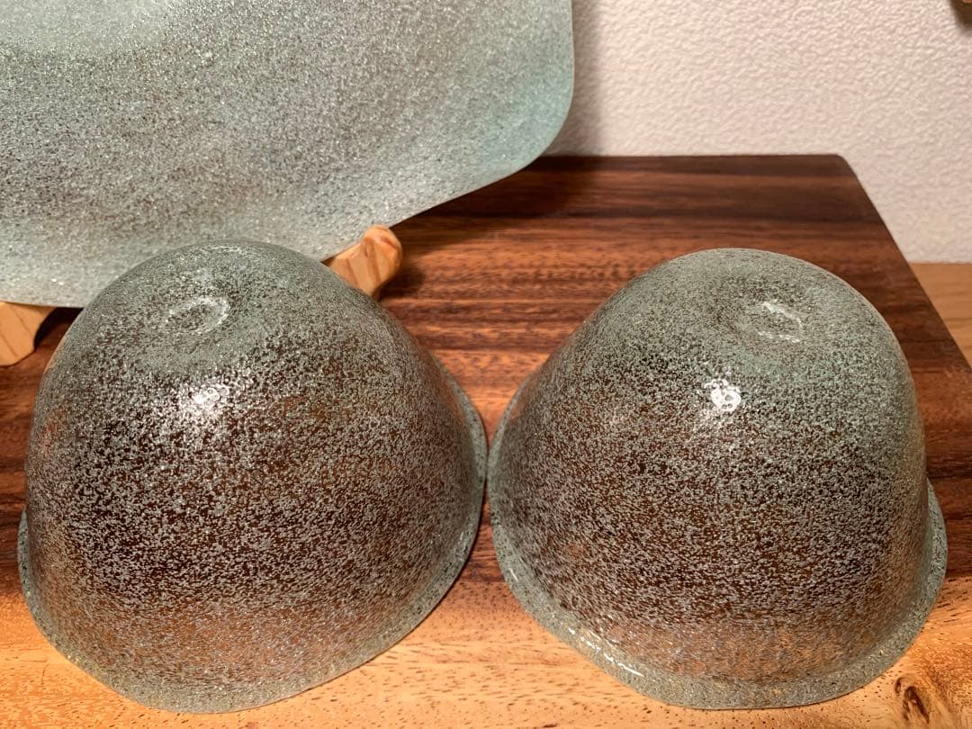 稲嶺盛吉 宙吹きガラス ボウル プレート 3点セット 琉球ガラス 現代の名工