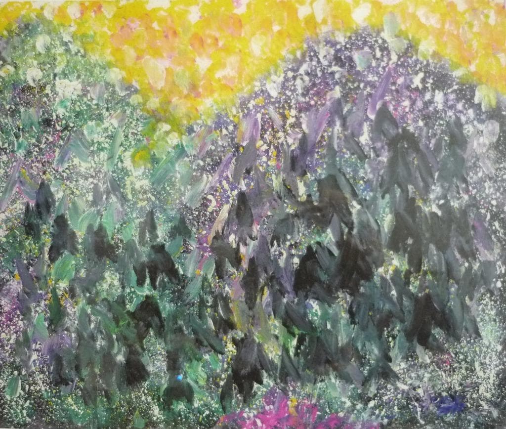 ☆版画☆深見東州 リトグラフ 和佐谷の白山黄金降る山 箱・黄袋入☆F30