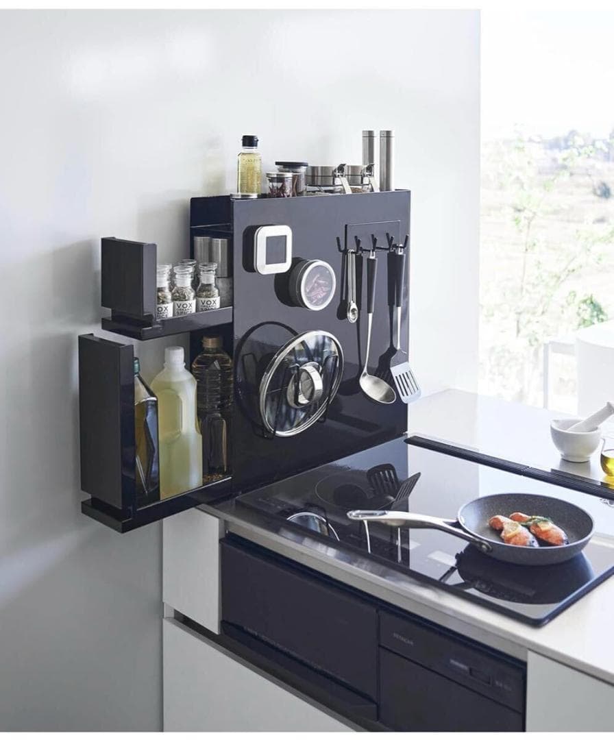 山崎実業 隠せる 調味料ラック 2段 ブラック タワー tower