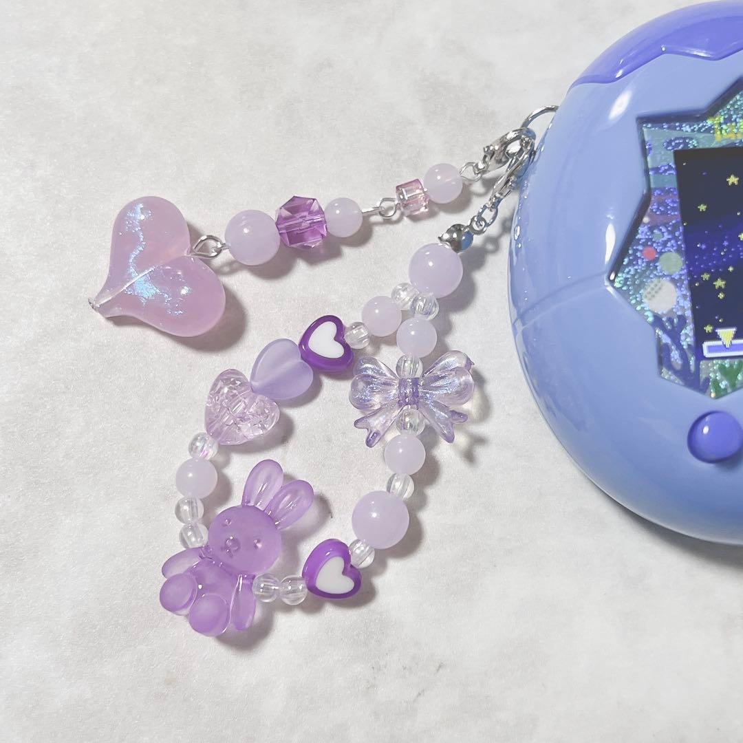 たまごっちパラダイス ビーズストラップ ビーズキーホルダー パープル