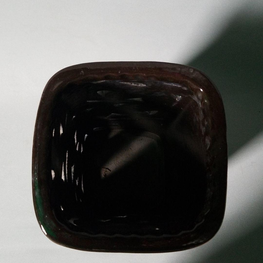 信楽焼傘立て 正角格子彫 信楽焼 高さ43cm