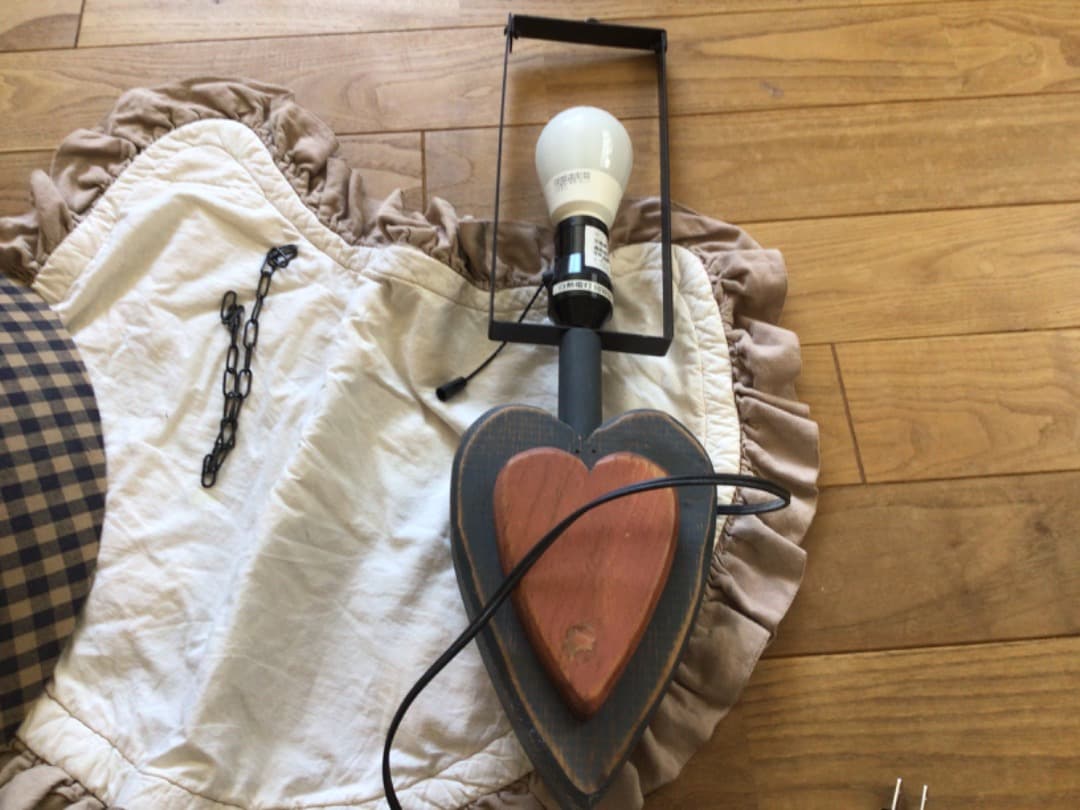 アンファン　ハート吊り下げライト　シェード付き　レア　美品