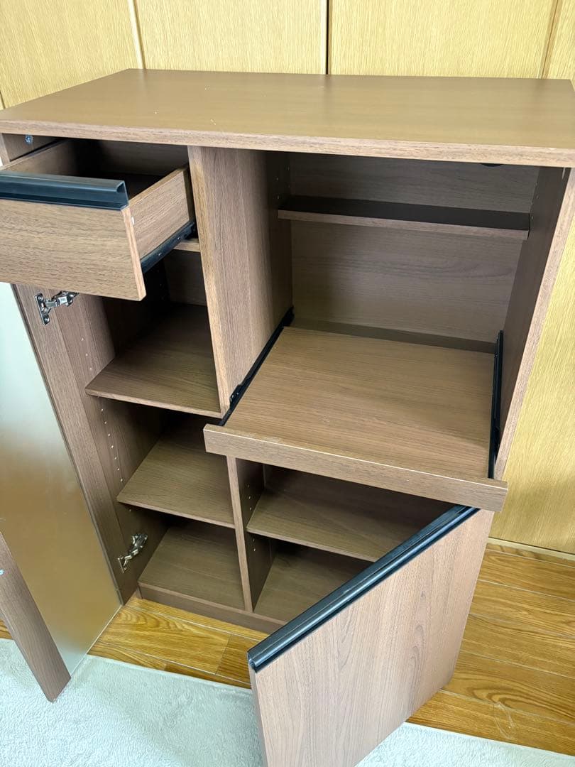 【早期購入希望】値段指定編集可能ニトリ ダークブラウン木製食器棚 引き出し付き