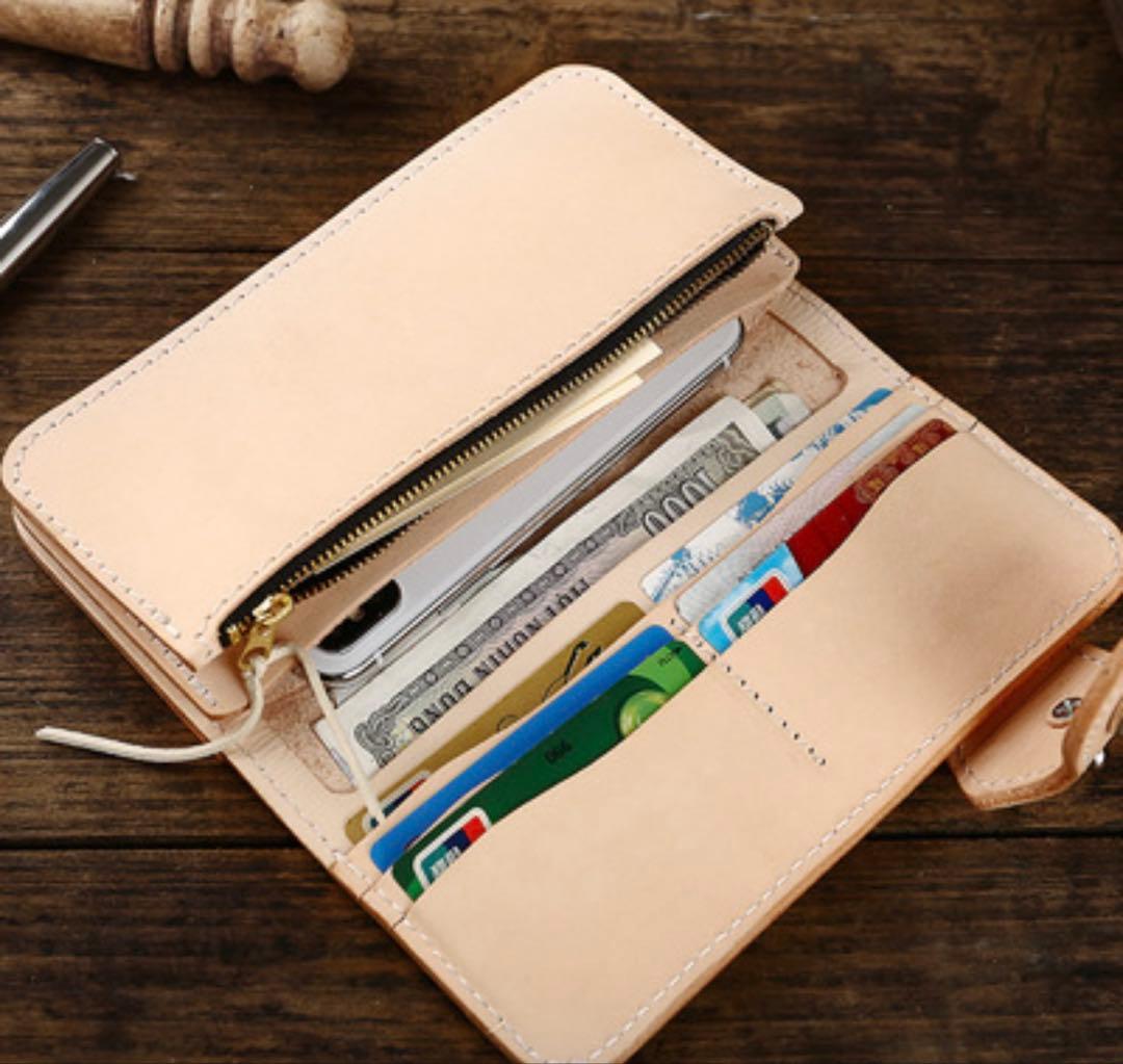 「手縫い本革長財布 ヌメ革 経年変化 ロングウォレット」