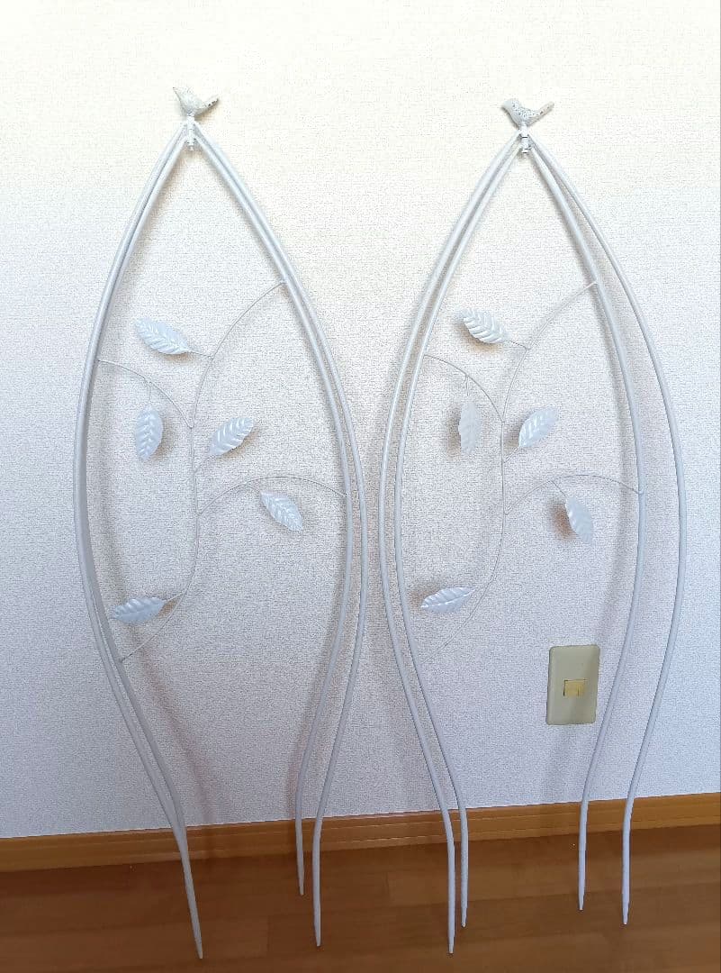 2個セット 白 ミニオベリスク トレリス 鳥 ガーデニング 支柱 バラ