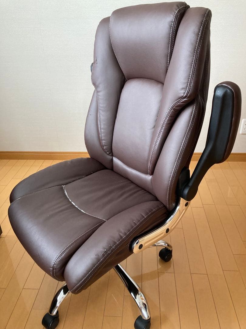 塚*本様 役員用平机、ダークブラウン色、独立キャスター引き出し付き(組立て要,バ