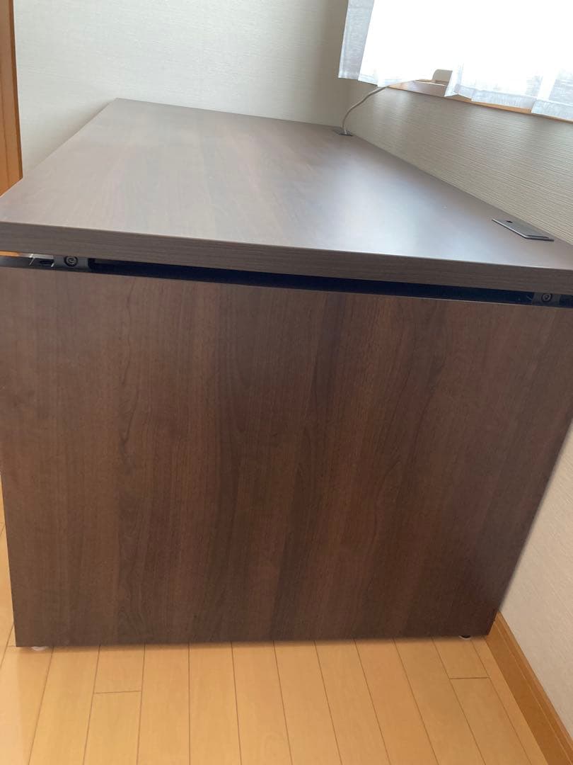 塚*本様 役員用平机、ダークブラウン色、独立キャスター引き出し付き(組立て要,バ