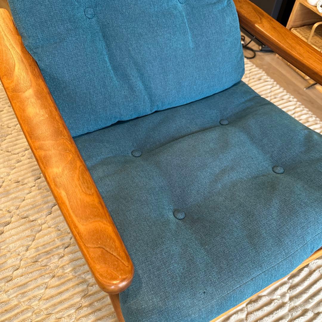 【マルニ60】ウォールナット&ブルー　1人掛けソファ
