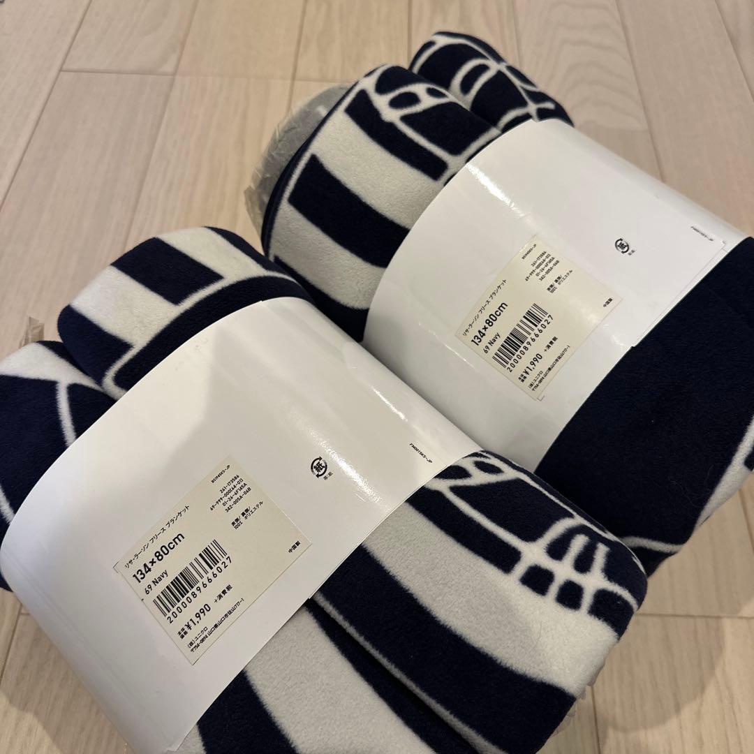 ユニクロ&リサラーソン フリース ブランケット（マイキー/ネイビー）2