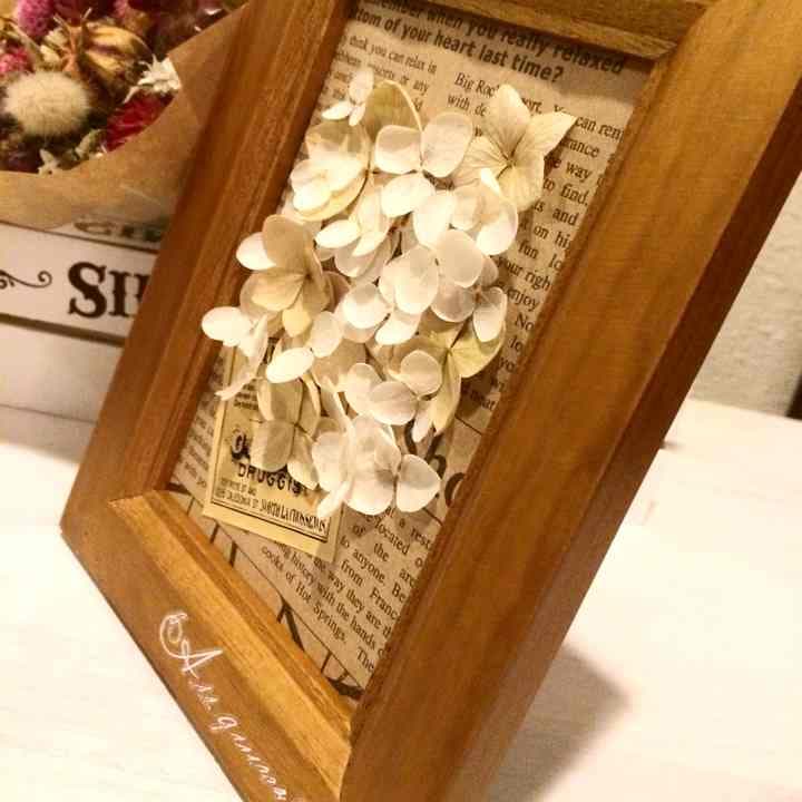 【完売】紫陽花ドライフラワー＊3Dインテリアフレーム♡