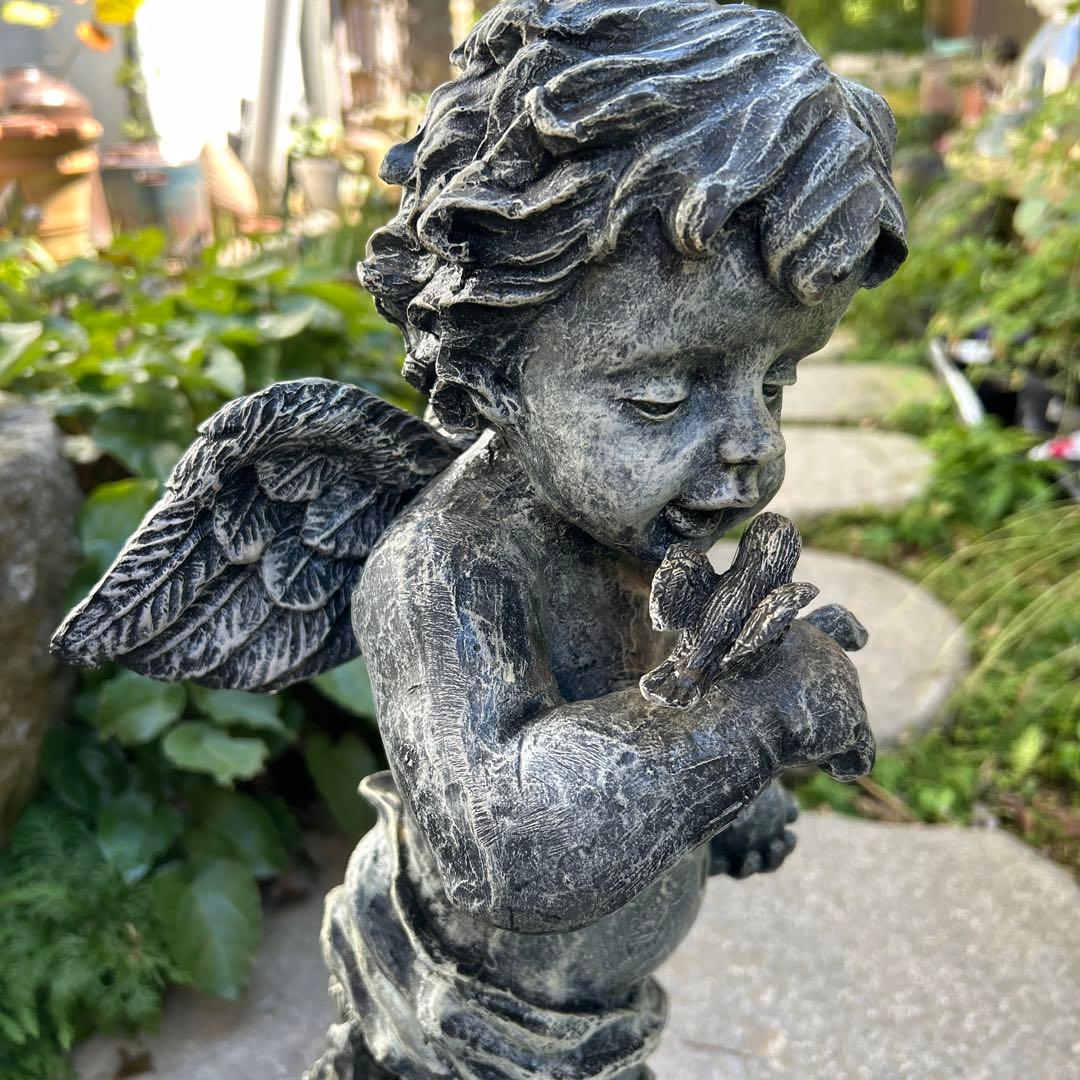 ガーデン大型オーナメント　オブジェ　小鳥と歌うケルビム　新品未使用保管品