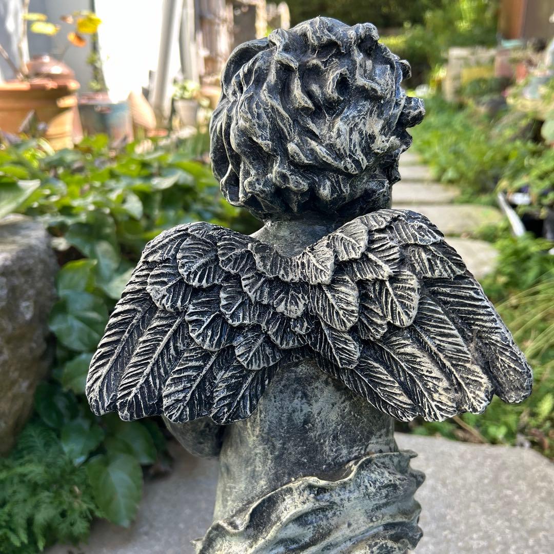 ガーデン大型オーナメント　オブジェ　小鳥と歌うケルビム　新品未使用保管品