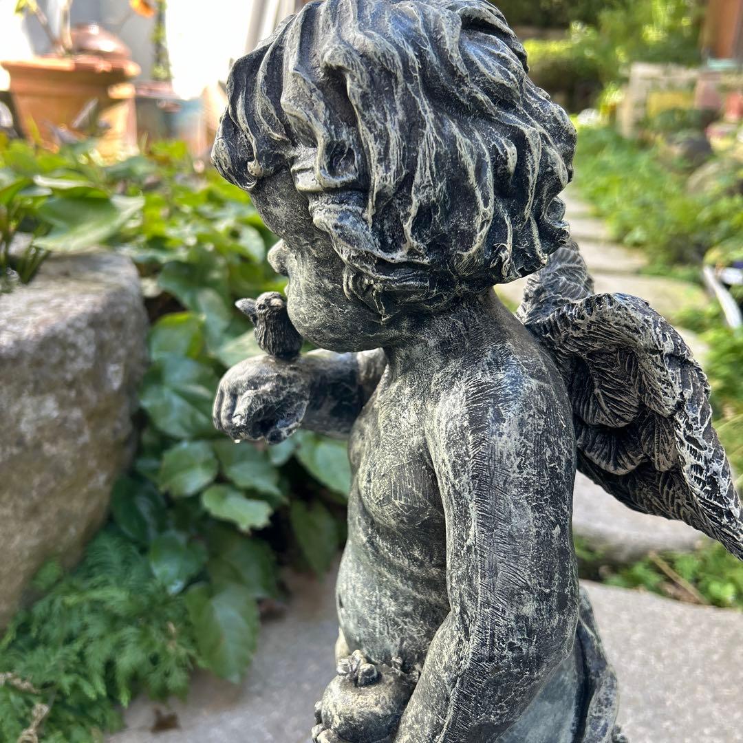 ガーデン大型オーナメント　オブジェ　小鳥と歌うケルビム　新品未使用保管品