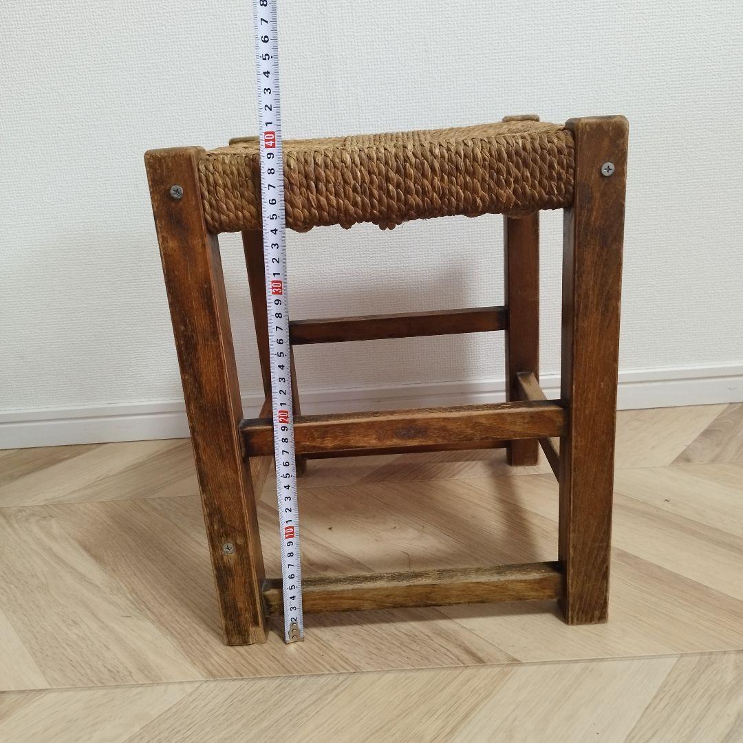 アンティーク　VINTAGE ラタン 木製草編み スツール チェア