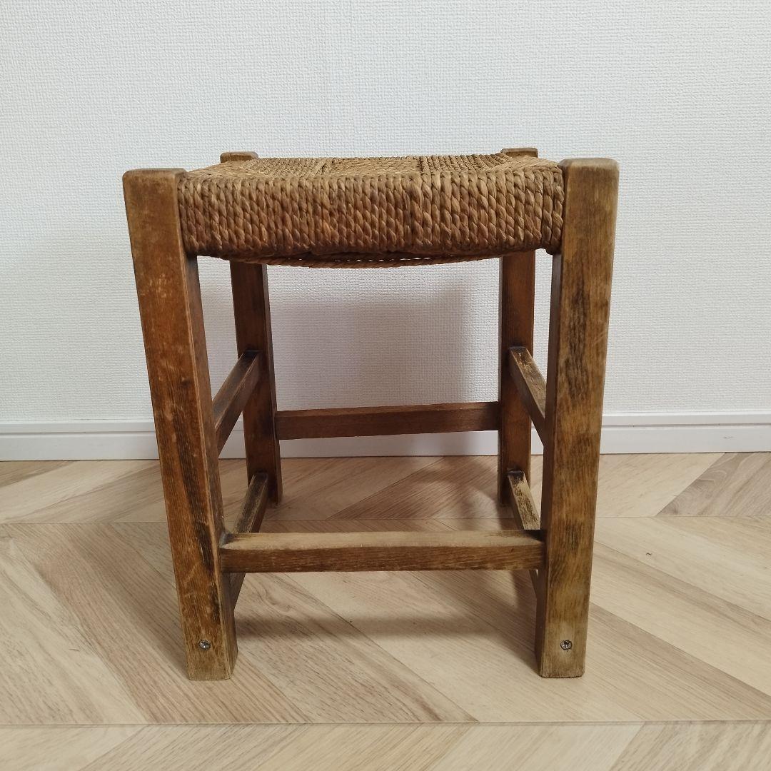 アンティーク　VINTAGE ラタン 木製草編み スツール チェア