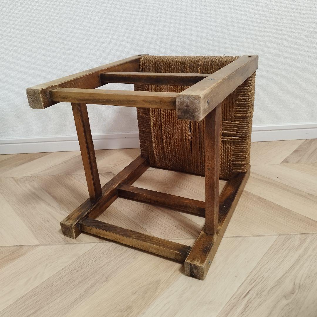 アンティーク　VINTAGE ラタン 木製草編み スツール チェア
