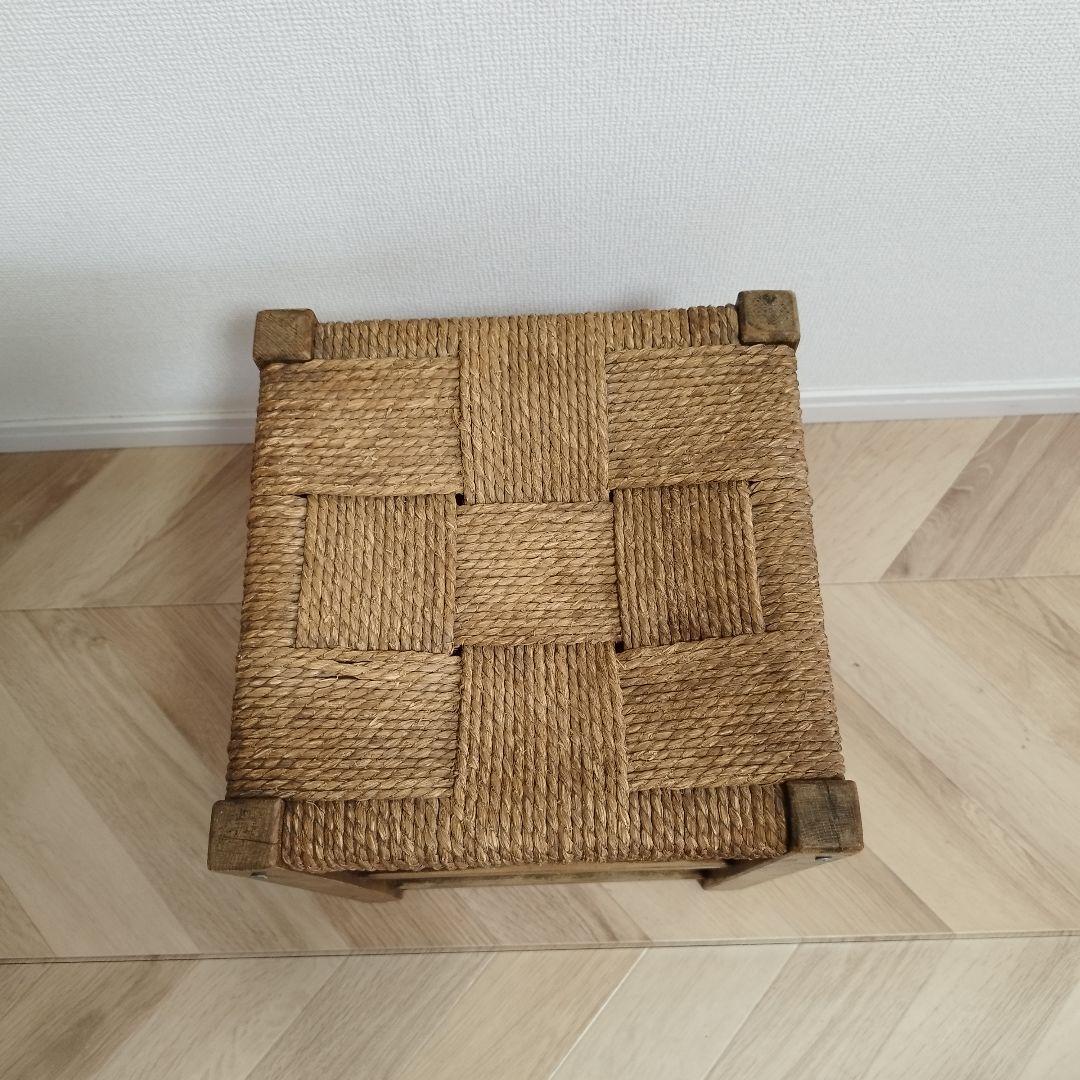 アンティーク　VINTAGE ラタン 木製草編み スツール チェア