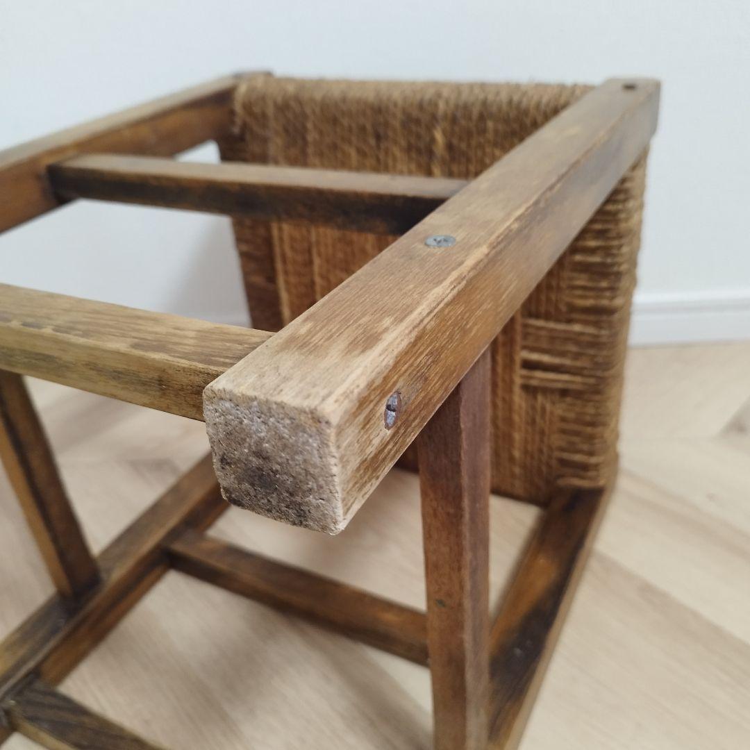 アンティーク　VINTAGE ラタン 木製草編み スツール チェア