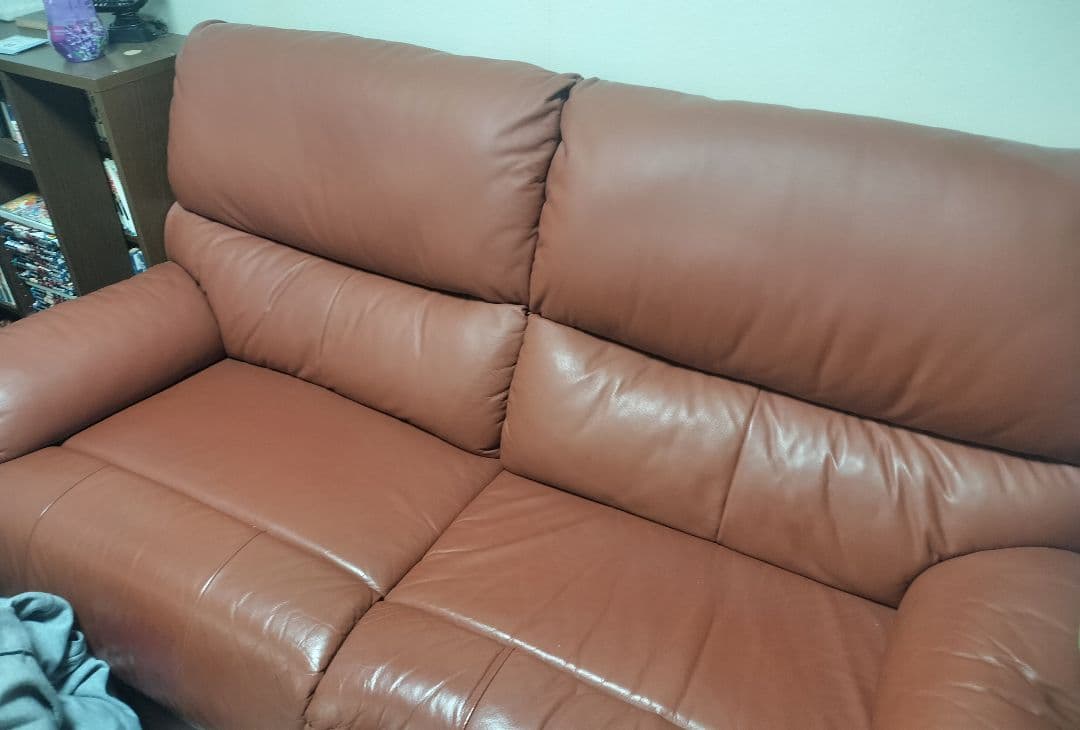 ブラウン 2人掛けソファ 合成皮革