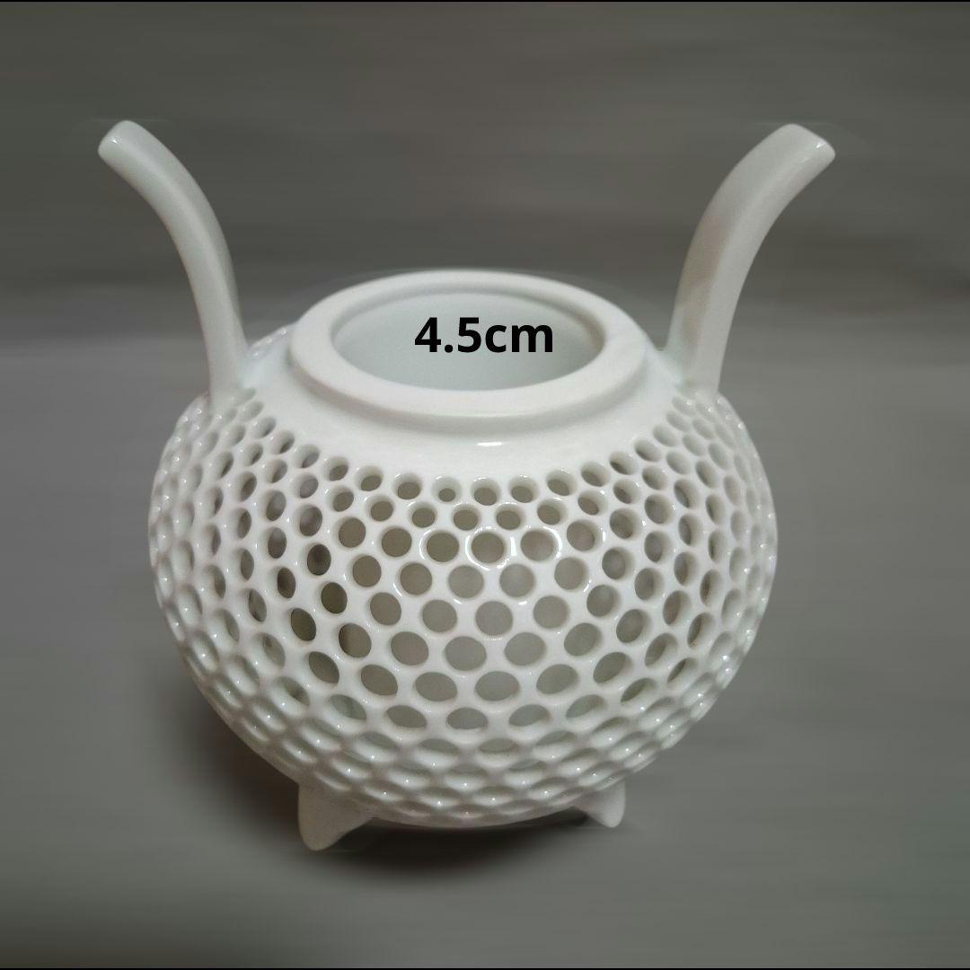 伊万里焼　香炉　白磁　 幸仙作　透し彫 　三足 　お香 　置物 　インテリア