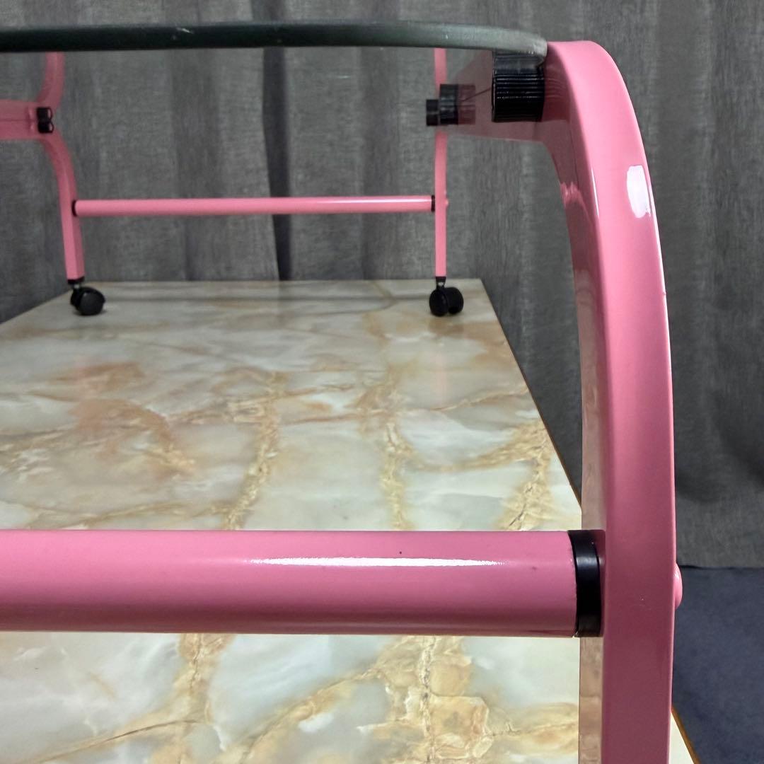 ガラステーブル ファンシーピンク レトロ 80s