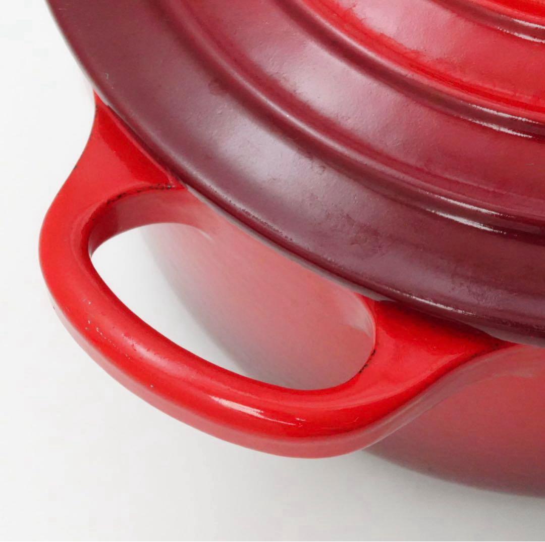 【美品】LE CREUSET　ココット ロンド チェリーレッド　18cm