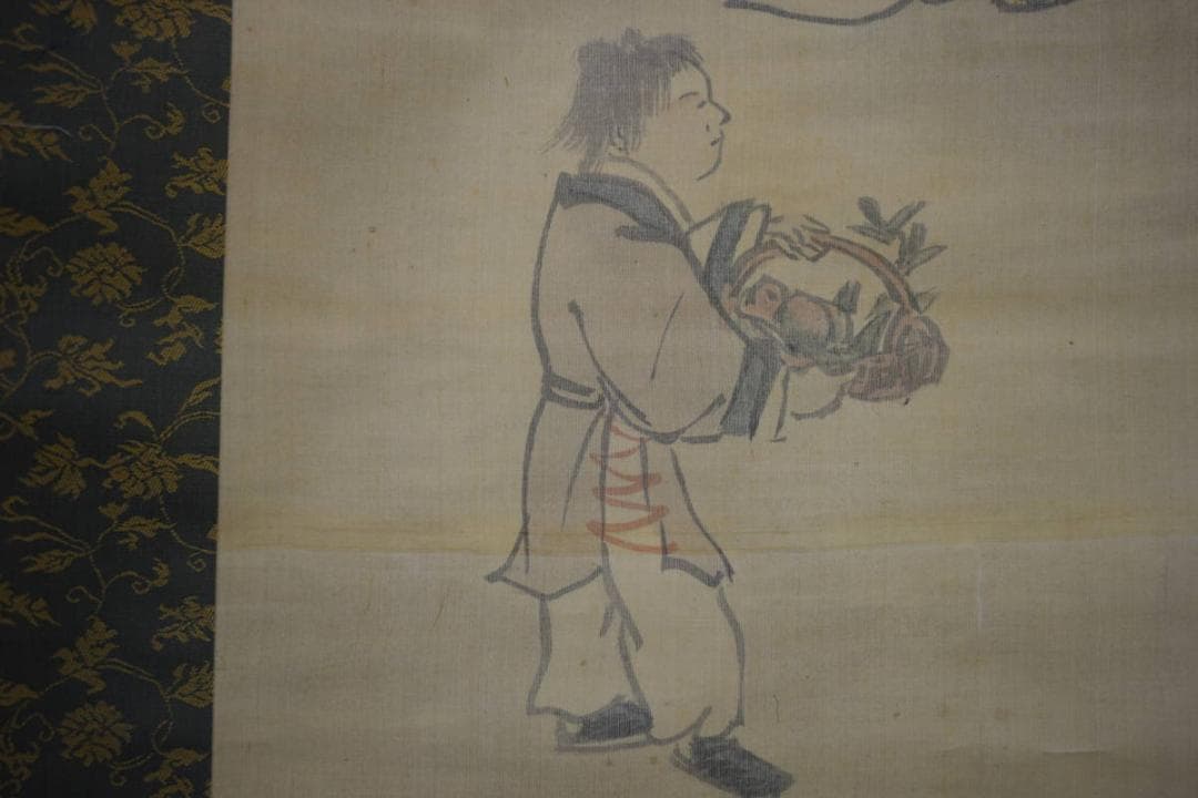 模写/松村呉春/寿老人図/布袋屋掛軸HF-485 - メルカリ