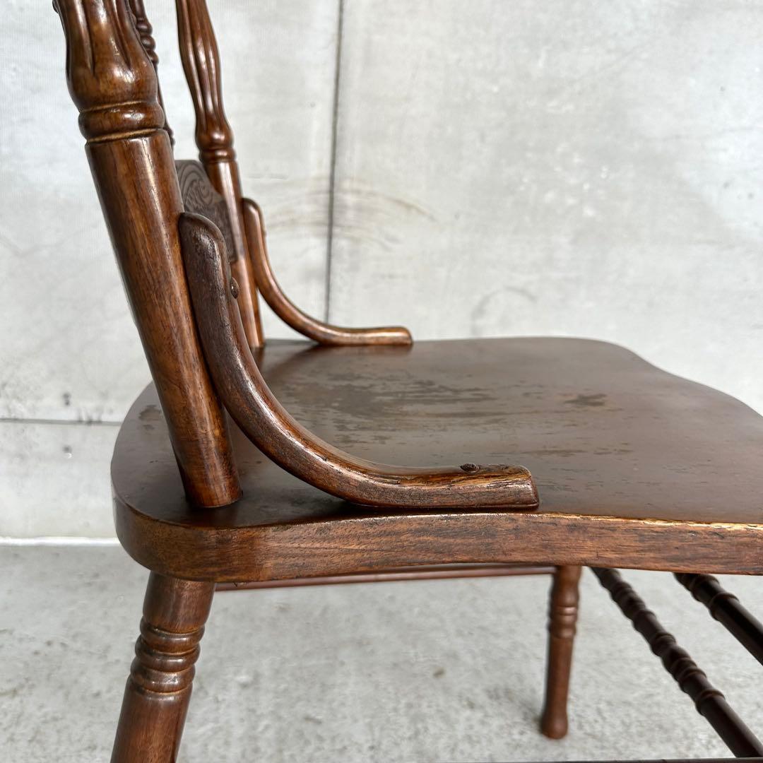 ☆90s☆昭和レトロ洋館風 山善 彫刻ダイニングチェア 天然木