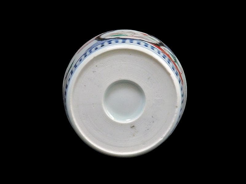 古伊万里　色絵　窓絵　薊に羊歯の図　蕎麦猪口　C221A-CZw