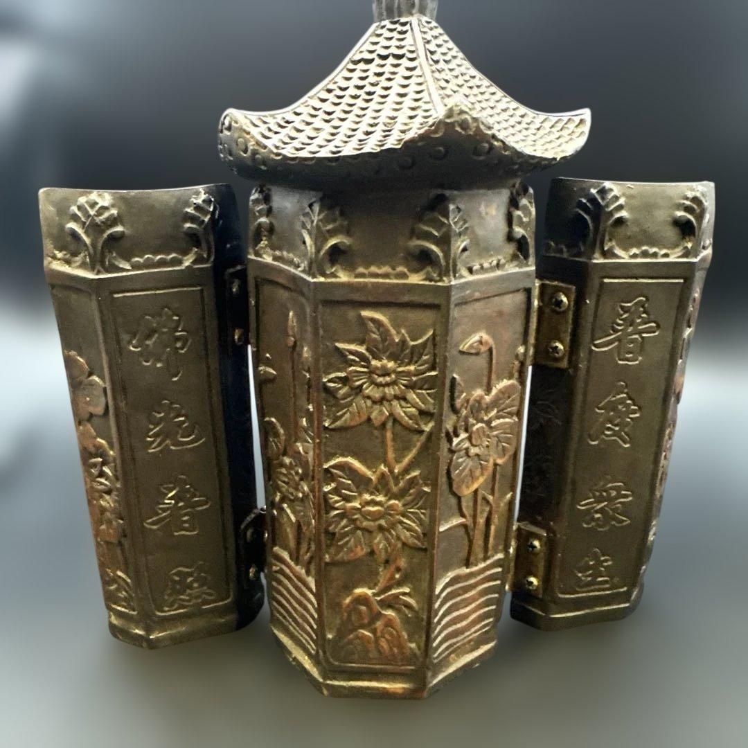 古董 置物 中国 仏像 三面仏像 彫刻