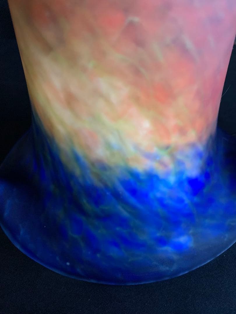 時代物ランプシェード　アールヌーボー　ピンクブルーフリルランプシェード　検電傘