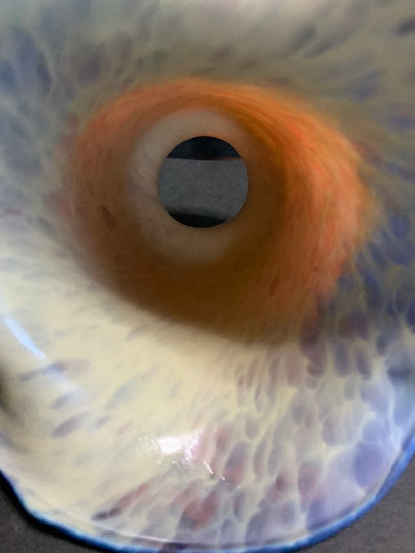 時代物ランプシェード　アールヌーボー　ピンクブルーフリルランプシェード　検電傘