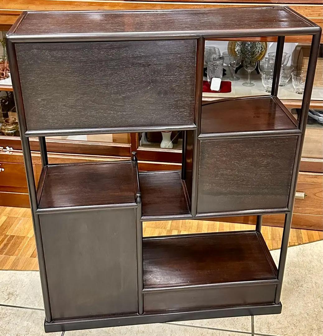 唐木 時代 飾り棚 骨董 アンティーク 紫檀 中国 飾棚 違い棚 茶棚 茶箪笥