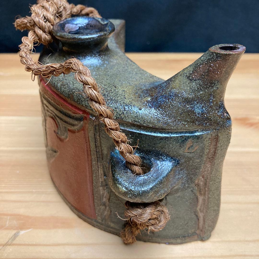 小橋川清正 琉球壺屋焼 やちむん 赤絵魚紋 酒器 抱瓶 - メルカリ