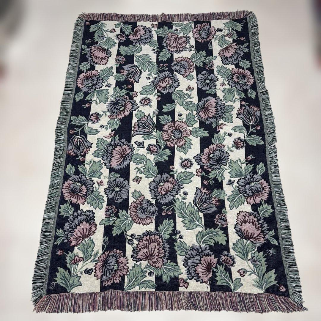 花　マルチカバー　ソファカバー　ヴィンテージラグ　175x117