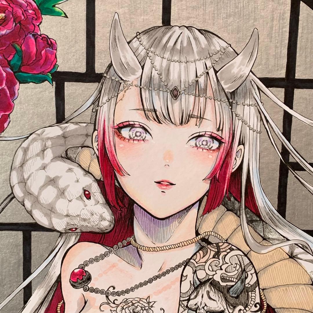 ア*】様 No.12 手描きイラスト　オリジナル　アナログ　色紙　原画