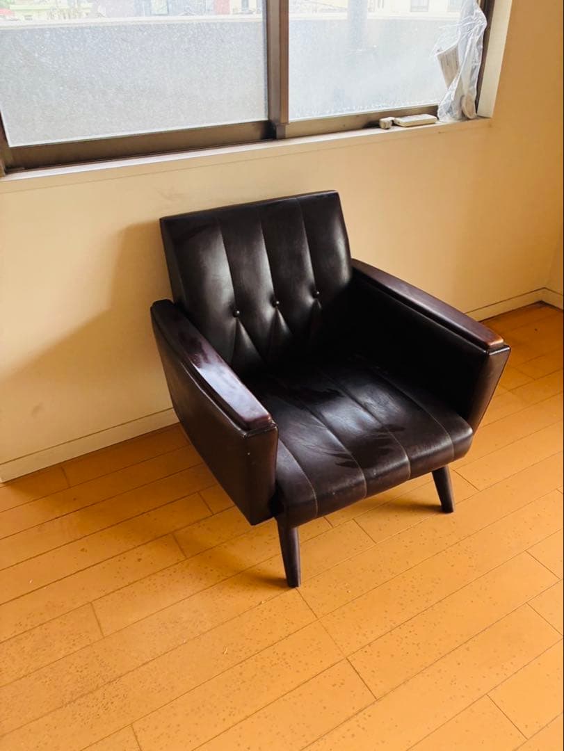 福岡発 本革 ソファー 3人 1人 チェア イス 椅子 ソファ 昭和レトロ
