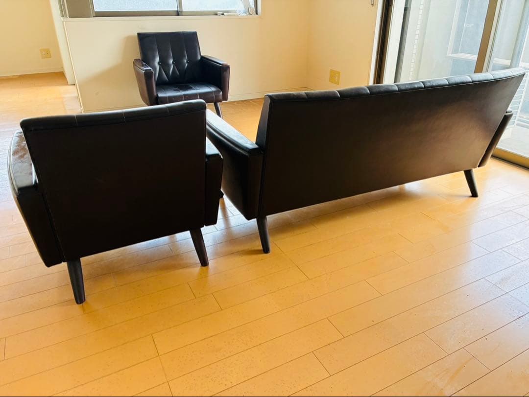 福岡発 本革 ソファー 3人 1人 チェア イス 椅子 ソファ 昭和レトロ