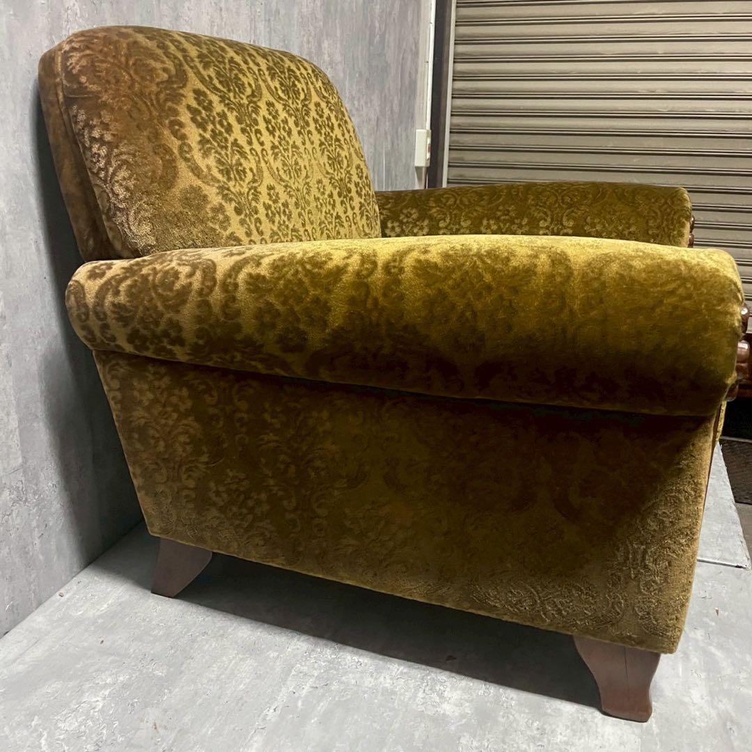 昭和レトロ 1人掛け ソファー② ダマスク柄 花柄 アームチェア アンティーク