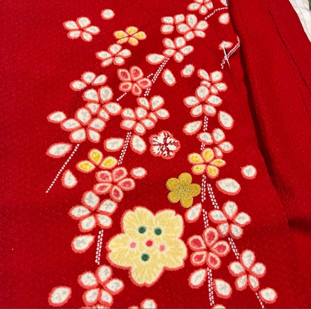 七五三　7歳　赤　絞り風　かのこ　アンティーク　正絹