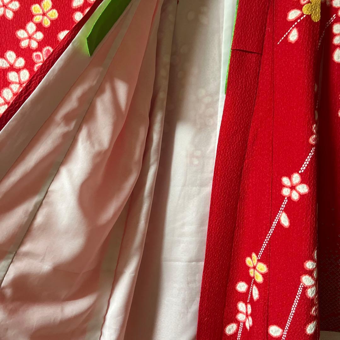 七五三　7歳　赤　絞り風　かのこ　アンティーク　正絹