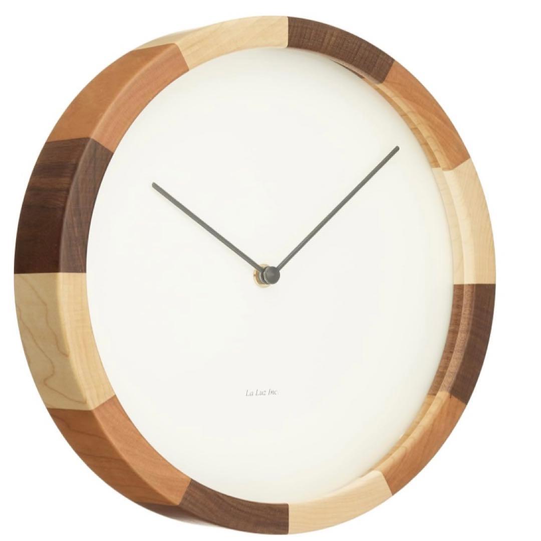 ラ・ルース　掛け時計　ラウンドクロック　木製　ナチュラル