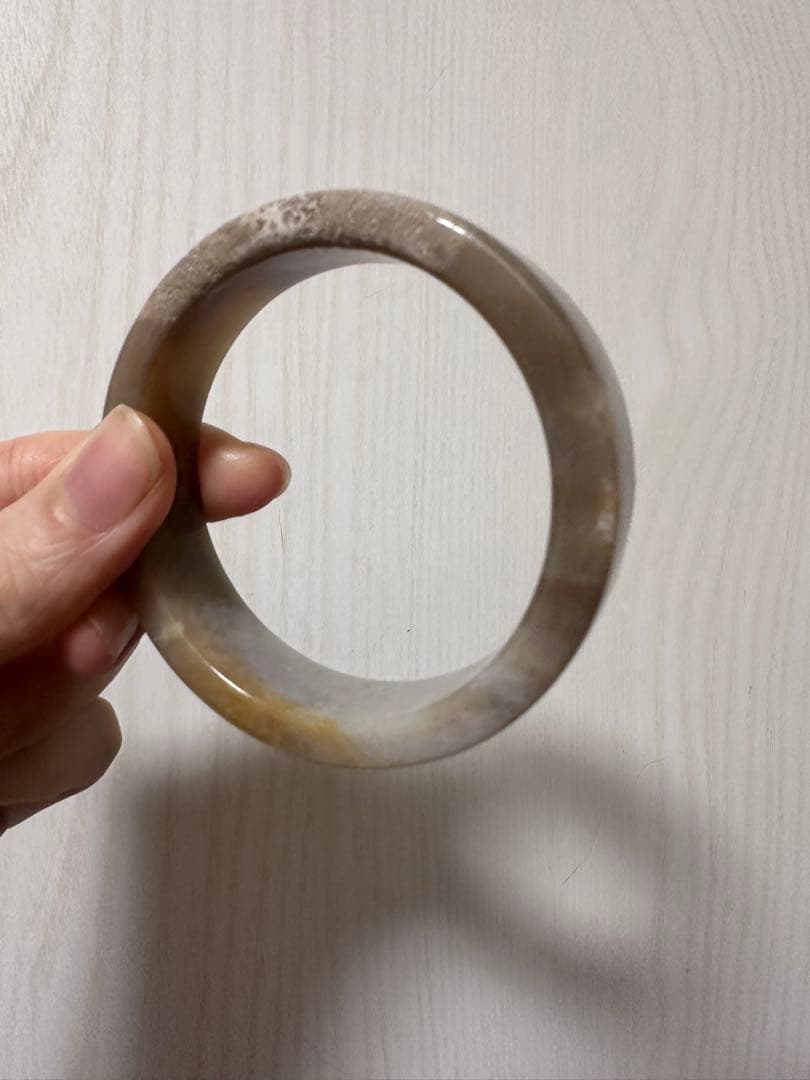 フォシルコーラル　方型バングル　化石珊瑚バングル　珊瑚玉バングル