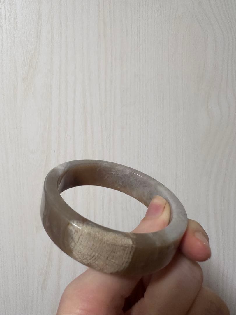 フォシルコーラル　方型バングル　化石珊瑚バングル　珊瑚玉バングル